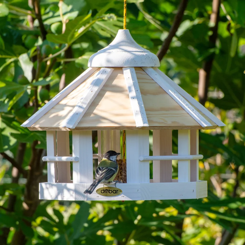 Hängender Vogelpavillon mit Futtersilo