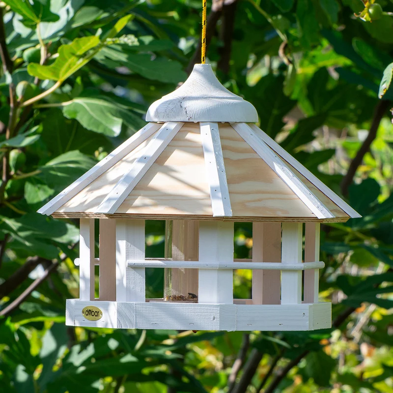 Hängender Vogelpavillon mit Futtersilo
