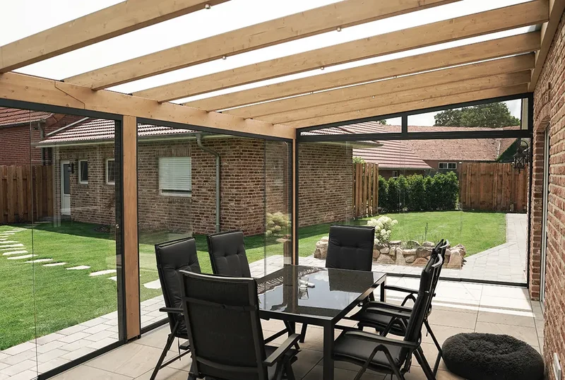 Terrassenüberdachung Holz 400x250cm VSG Natur
