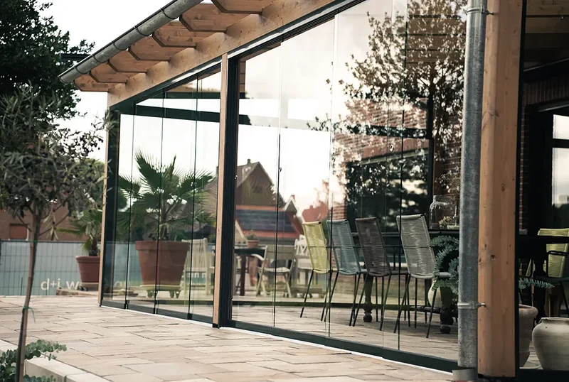 Terrassenüberdachung Holz 500x400cm VSG Natur