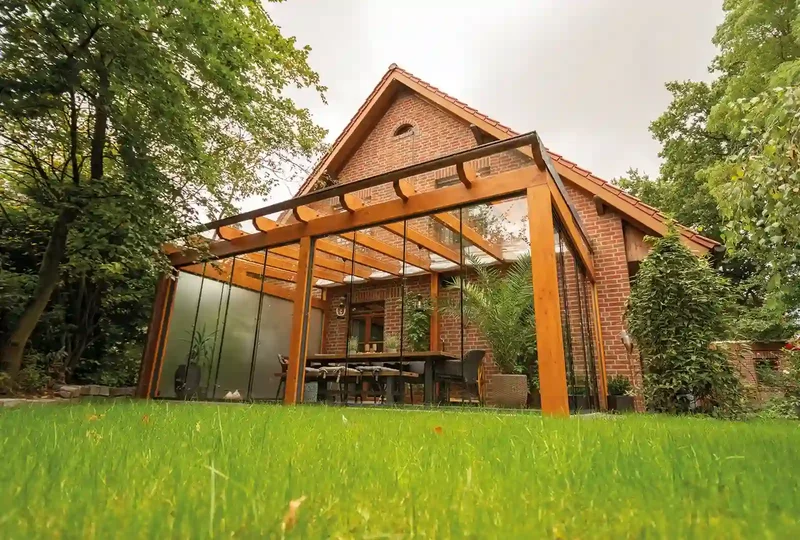 Terrassenüberdachung Holz 400x250cm VSG Natur