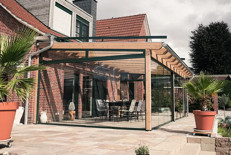 Terrassenüberdachung Holz 500x250cm VSG Natur