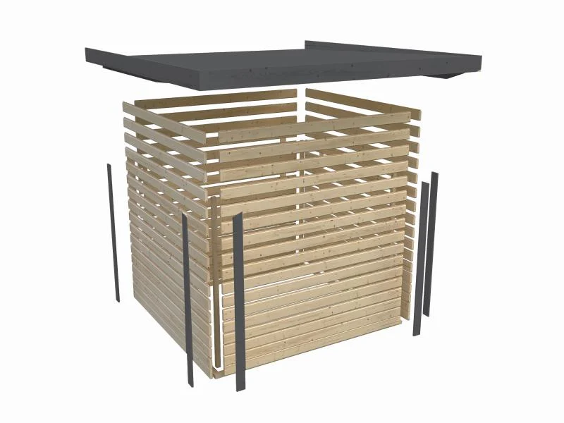 Karibu Hybrid Gartenhaus Jupiter 3 C anthrazit/graualuminium inkl. 2,35 m Anbaudach