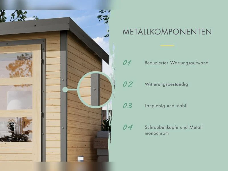 Karibu Hybrid Gartenhaus Jupiter 3 B terragrau/graualuminium inkl. 2,35 m Anbaudach