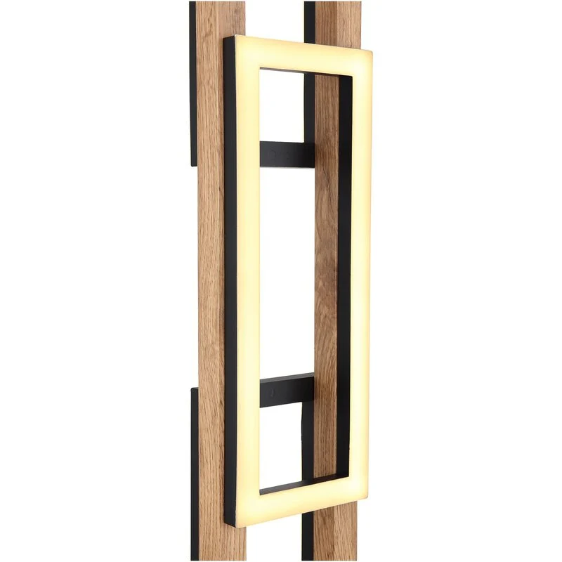 B-Ware Globo Stehlampe Standlampe LED Illa Holzdesign schwarz MDF Holz Metall Schal176