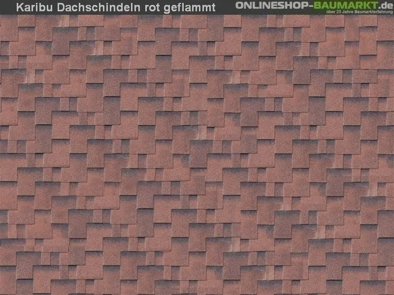 Karibu Dachschindeln Asymetrisch rot geflammt 21 Pakete