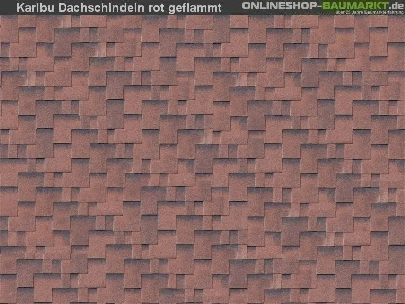 Karibu Dachschindeln Asymetrisch rot geflammt 16 Pakete