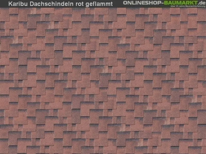 Karibu Dachschindeln Asymetrisch rot geflammt 5 Pakete
