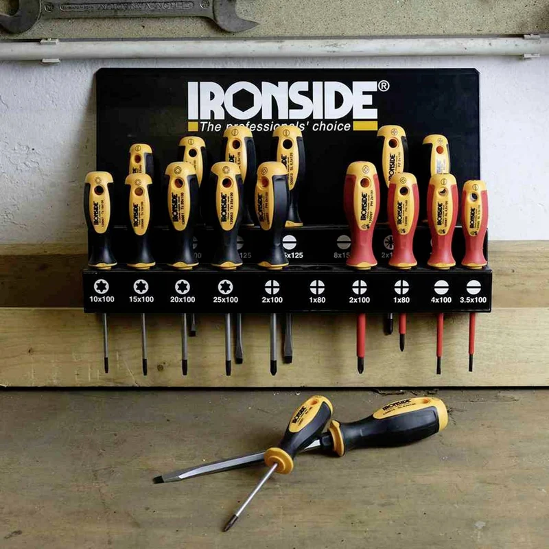 B-Ware IRONSIDE Schraubendreher Set Metallständer VDE PH PZ SL TX Hex 17-teilig