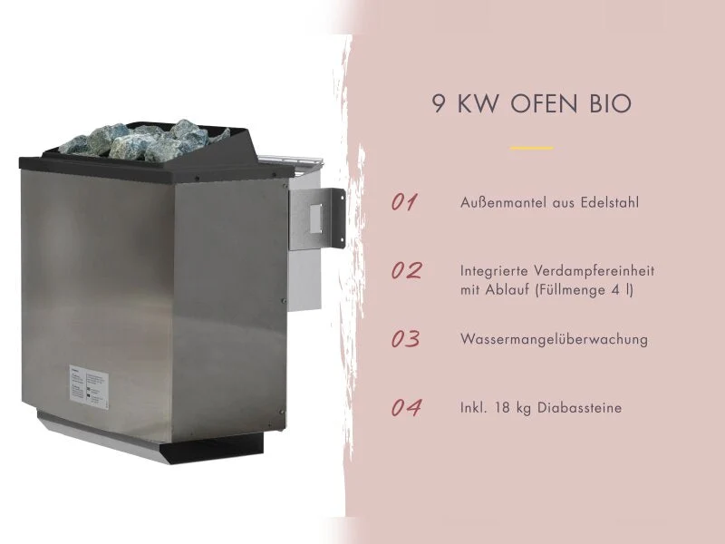 Karibu Saunahaus Mainburg 1 Set A naturbelassen, inkl. 9kW Bioofen ext. Steuerung HUUM