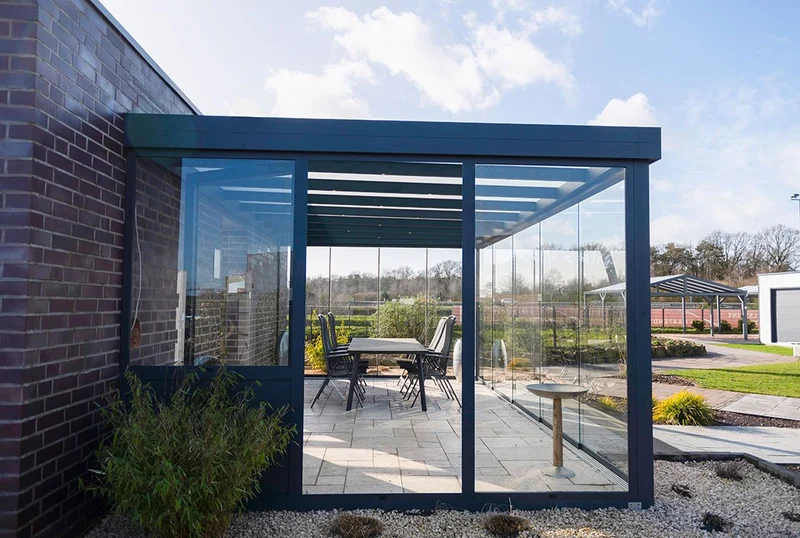 Terrassenüberdachung Flachdach 6x3,5m Freistehend Anthrazit