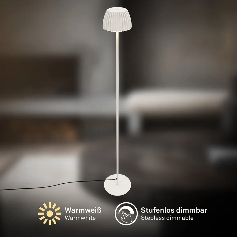 B-Ware Briloner LED-Stehlampe Stehleuchte Loca Weiß Metall Kunststoff Touch H123cm