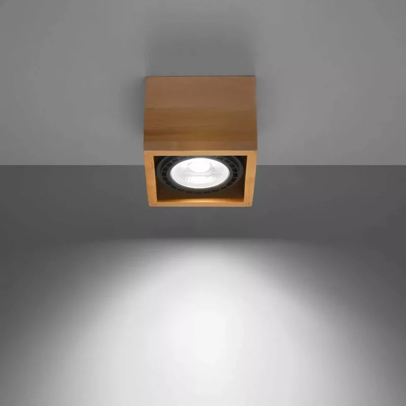 B-Ware Aufbau-Deckenspot Solana Deckenlampe Lampe Leuchte Holz eckig 1flammig GU10 IP20