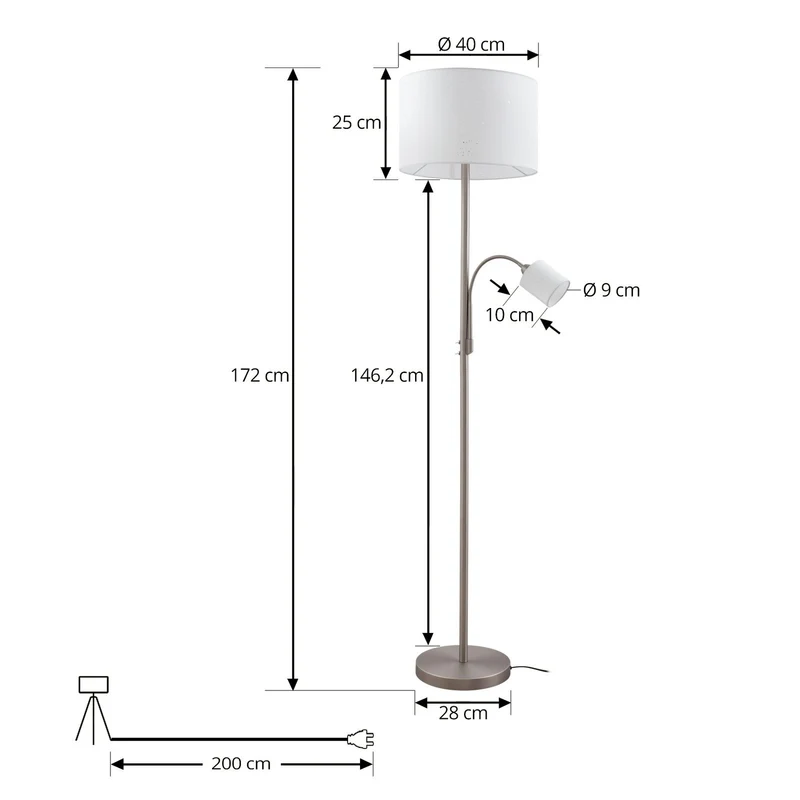 B-Ware Lindby Stehleuchte Standlampe Leselampe weiß Textil 170cm Leselicht Lampe S764
