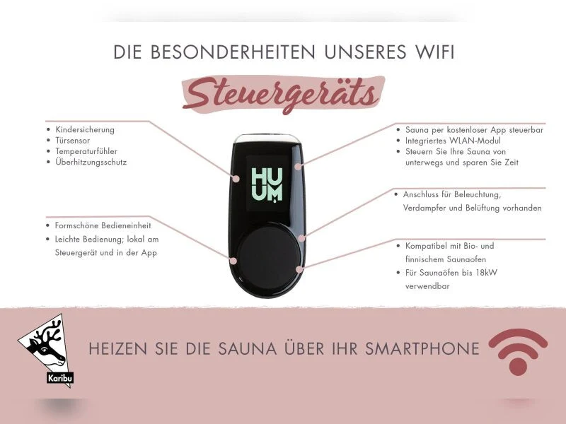 Karibu Multifunktions-Sauna Ava, inkl. 9 kW Bioofen, ext. Steuerung Wifi HUUM und Infrarotstrahler
