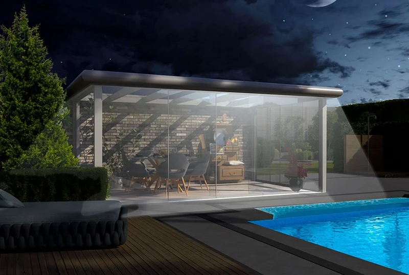 Terrassenüberdachung Flachdach 5x2,5m Wandanbau Anthrazit