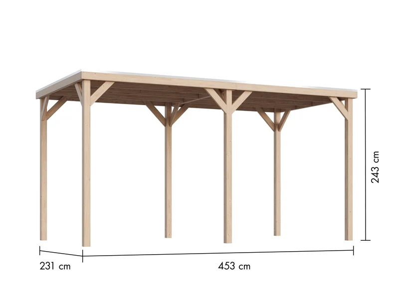Karibu Pavillon Cubeco im Set mit 1 Verlängerung, natur
