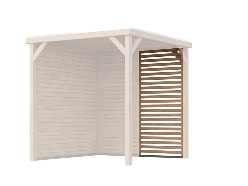 Karibu Cubeco Pavillon halb Lamellenwand natur
