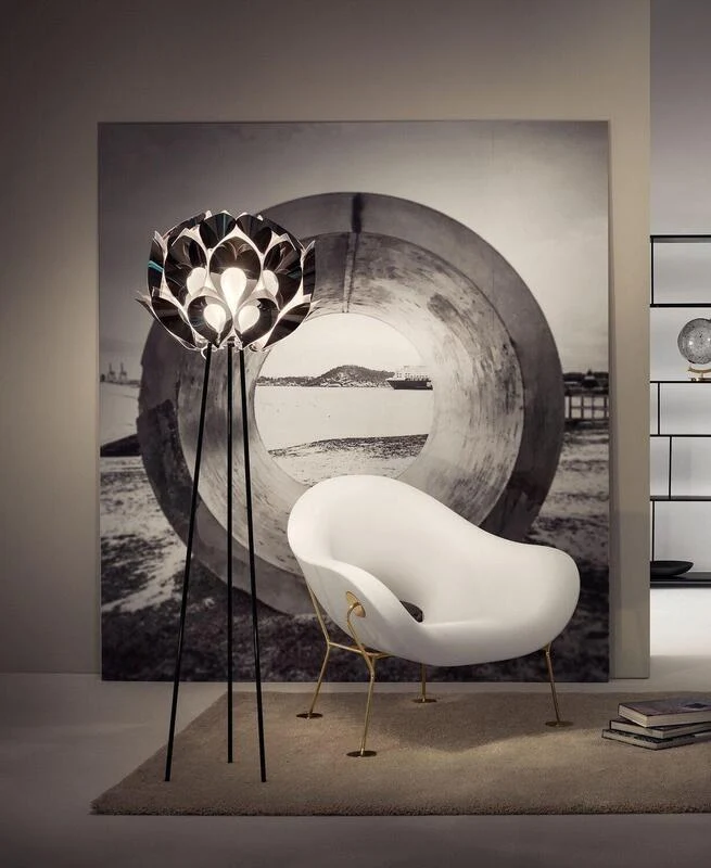 B-Ware Slamp Stehleuchte Flora Design Standlampe E27 Höhe 170 cm Pewter zinnfarben grau