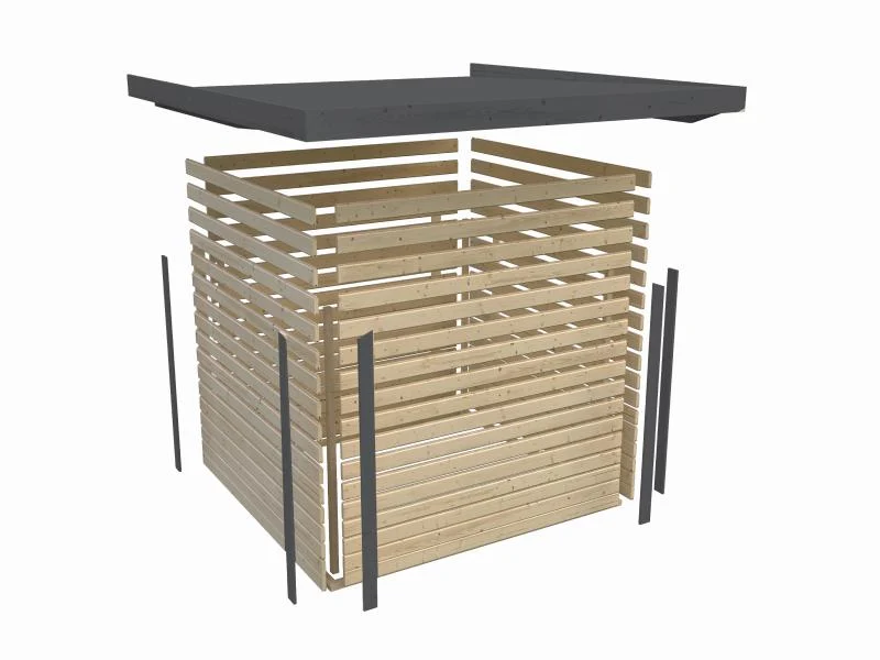 Karibu Hybrid Gartenhaus Jupiter 2 B terragrau/graualuminium, inkl. 2,40 m Anbaudach