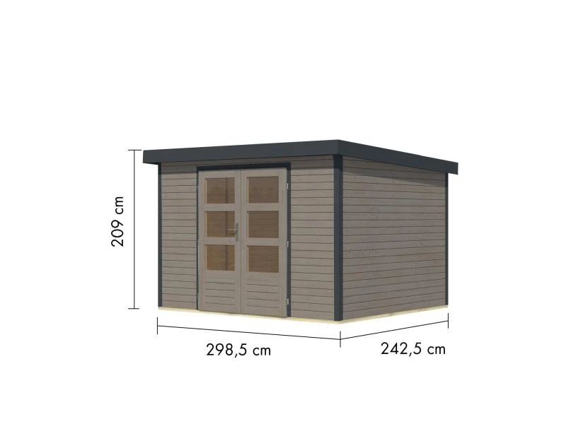 Karibu Hybrid Gartenhaus Jupiter 5 D wassergrau/anthrazit
