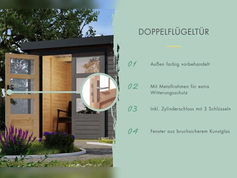 Karibu Hybrid Gartenhaus Jupiter 5 B terragrau/anthrazit