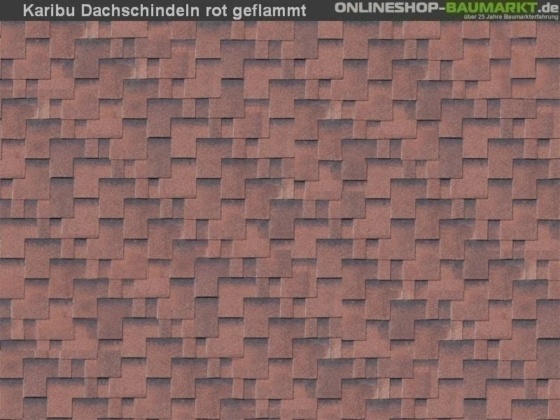 Karibu Dachschindeln Asymetrisch rot geflammt 11 Pakete
