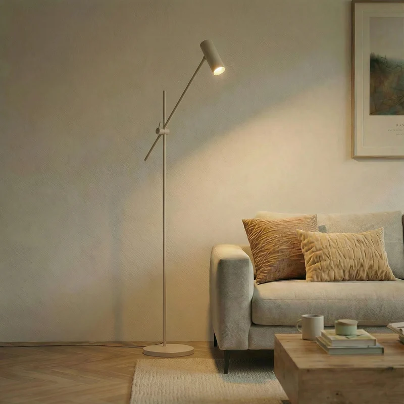 B-Ware Lindby Stehleuchte Vilo LED Lampe beweglich 153cm beige Metall für Wohnräume