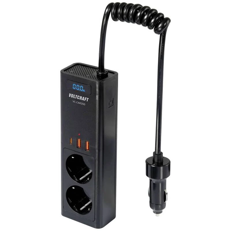 B-Ware Voltcraft Wechselrichter VC-CAR200 200W 12V DC 230V AC USB Zigarettenanzünder