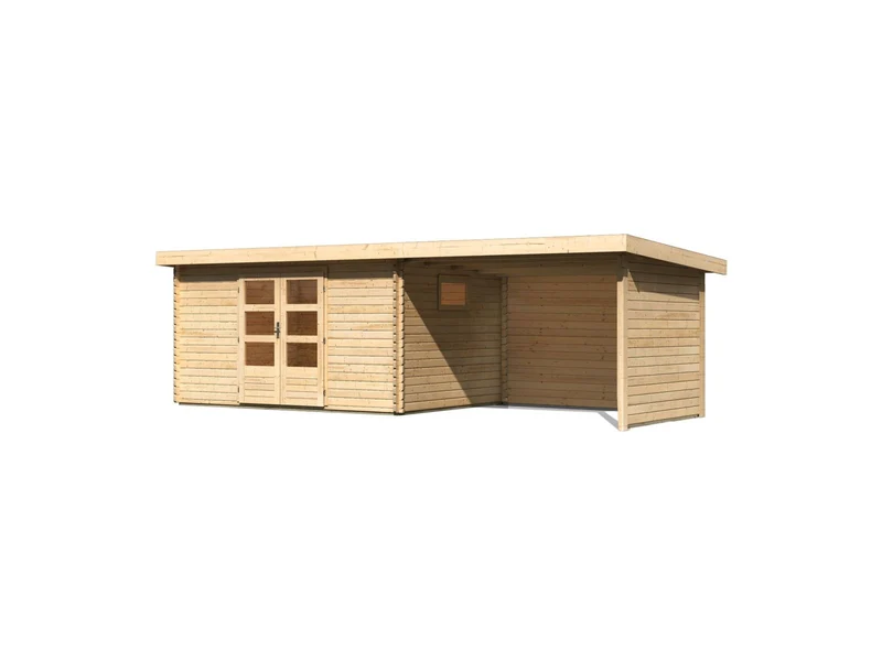 Karibu Gartenhaus Trittau 5 inkl. Anbaudach 3,3 m inkl. Rück- und Seitenwand