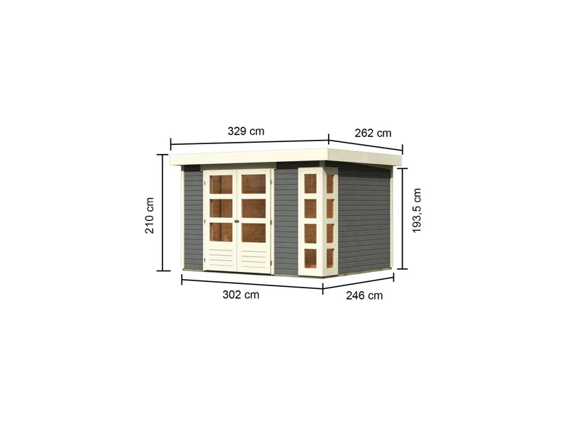 Karibu Gartenhaus Kerko 5 terragrau 19 mm