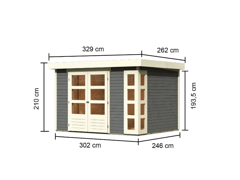 Karibu Gartenhaus Kerko 5 terragrau 19 mm