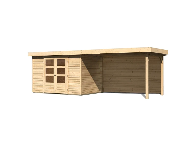 Karibu Gartenhaus Askola 4 mit Anbaudach 2,8 m, Rückwand