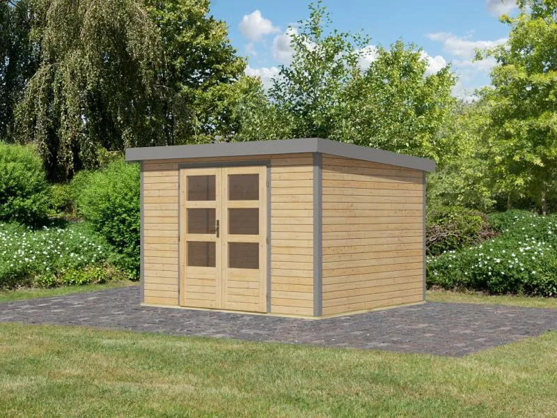 Karibu Hybrid Gartenhaus Jupiter 5 A naturbelassen/graualuminium