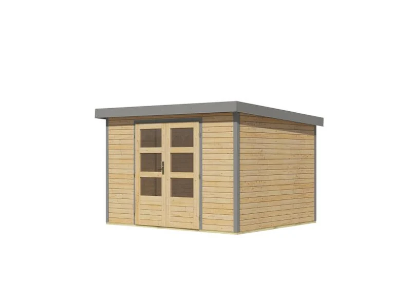 Karibu Hybrid Gartenhaus Jupiter 5 A naturbelassen/graualuminium