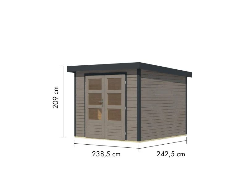 Karibu Hybrid Gartenhaus Jupiter 3,5 D wassergrau/anthrazit