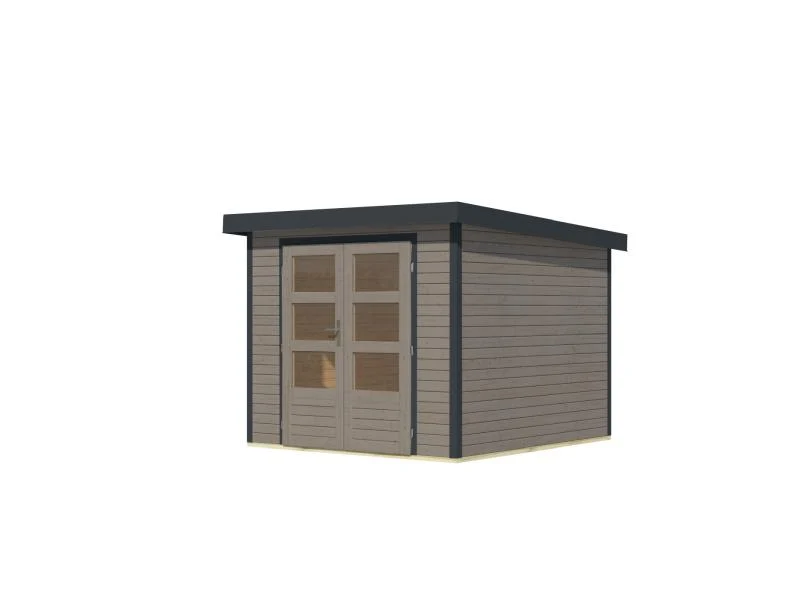 Karibu Hybrid Gartenhaus Jupiter 3,5 D wassergrau/anthrazit