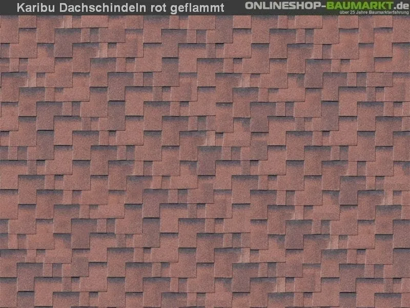 Karibu Dachschindeln Asymetrisch rot geflammt 2 Pakete