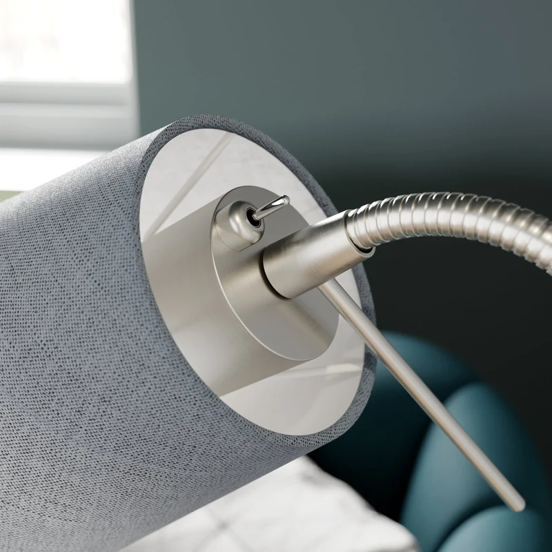 2x B-Ware Lindby Nantwin Stehleuchte Lampe grau Stoffschirm Lichtquelle E27, LED 2 STÜCK