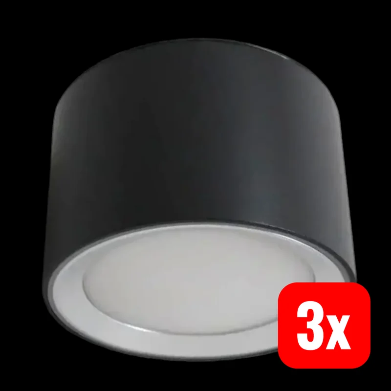 B-Ware Nordlux LED-Bad-Deckenleuchte Einbauleuchte Andre LED IP44 Schwarz 3 STÜCK