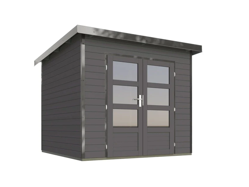 Karibu Hybrid Gartenhaus Pluto 3 B, terragrau/graualuminium, 28 mm