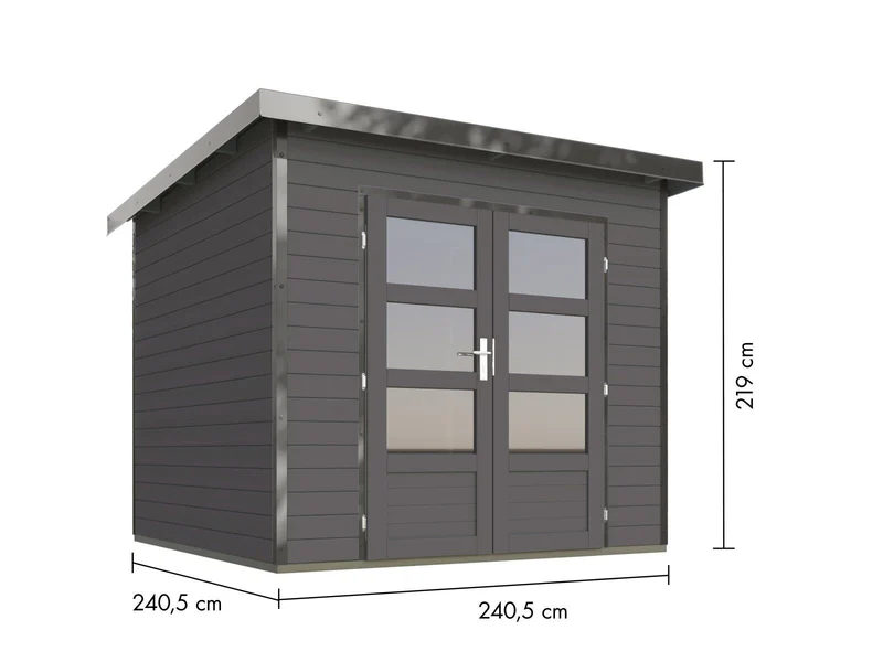 Karibu Hybrid Gartenhaus Pluto 3 B, terragrau/graualuminium, 28 mm