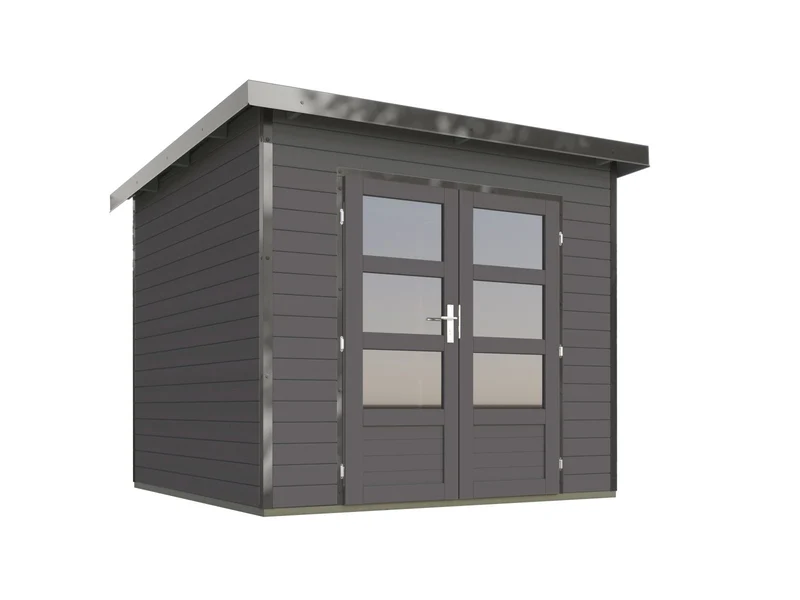 Karibu Hybrid Gartenhaus Pluto 3 B, terragrau/graualuminium, 28 mm