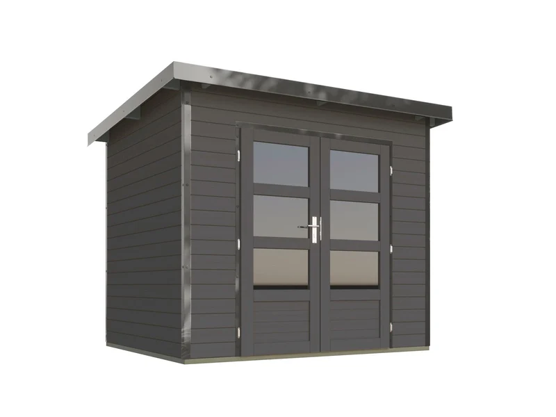 Karibu Hybrid Gartenhaus Pluto 2 B, terragrau/graualuminium, 28 mm