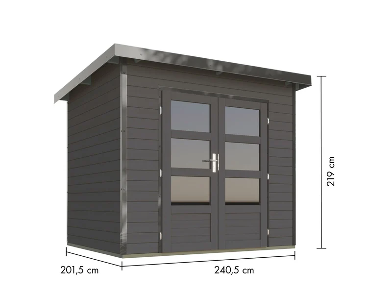 Karibu Hybrid Gartenhaus Pluto 2 B, terragrau/graualuminium, 28 mm
