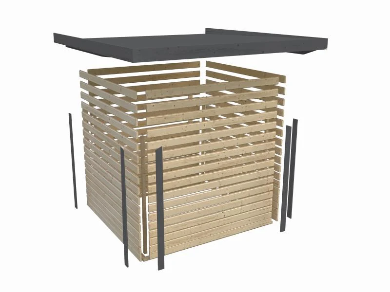 Karibu Hybrid Gartenhaus Jupiter 3,5 D wassergrau/graualuminium