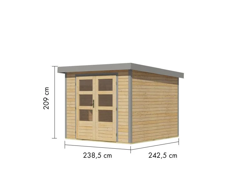 Karibu Hybrid Gartenhaus Jupiter 3,5 A naturbelassen/graualuminium