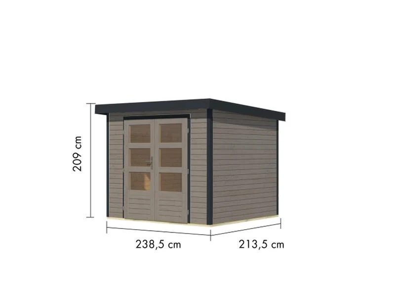 Karibu Hybrid Gartenhaus Jupiter 3 D wassergrau/anthrazit