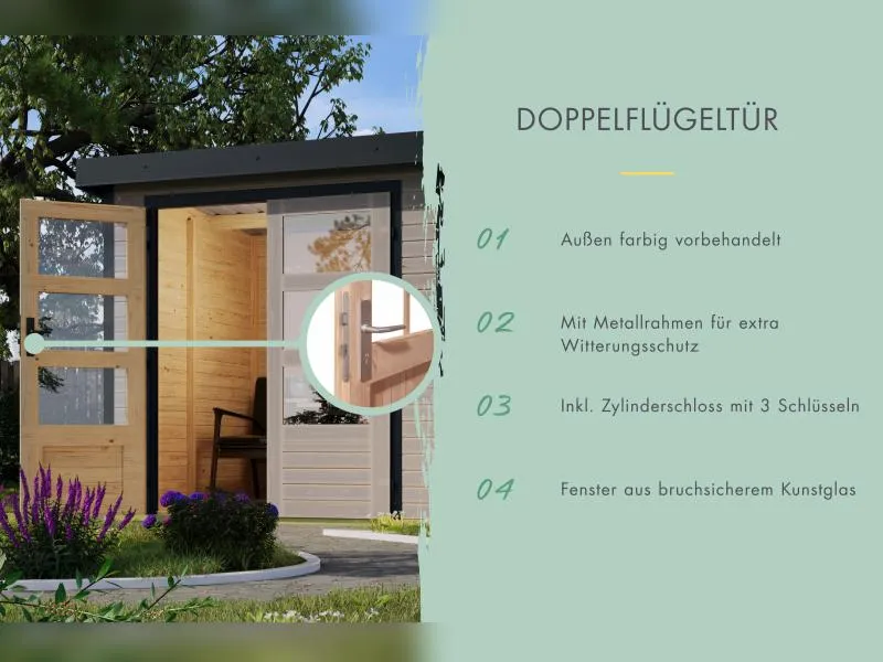 Karibu Hybrid Gartenhaus Jupiter 3 D wassergrau/anthrazit