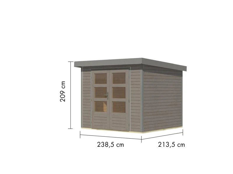 Karibu Hybrid Gartenhaus Jupiter 3 D wassergrau/graualuminium